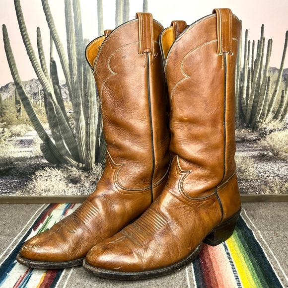 Men’s Tony Lama Leather Western Cowboy Boots - Picture 1 of 8